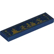 Tile 1 x 4 with Golden Silhouettes of Figures Playing In Snow/Ice print