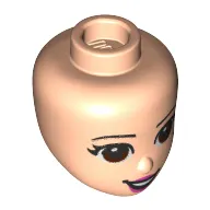 Minidoll Head Reddish Brown Eyes, Dark Pink Lips, Open Smile print