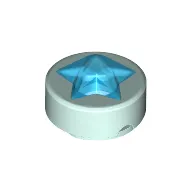 Tile Round 1 x 1 with Molded Trans-Dark Blue Star
