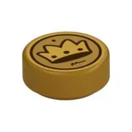 Tile Round 1 x 1 with Golden Crown print