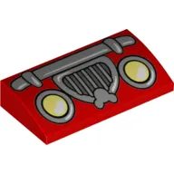 Brick Curved 2 x 4 x 2/3 No Studs, with Bottom Tubes with Car Headlights, Gray Fender and Grille with Hidden Mickey Print