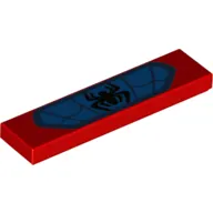 Tile 1 x 4 with Black Spider and Webbing on Blue Background Print