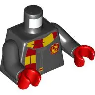 Torso Robe Clasped, with Gryffindor Crest and Scarf Print, Black Arms, Red Hands
