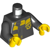 Torso Robe Clasped, with Hufflepuff Crest and Scarf Print, Black Arms, Yellow Hands