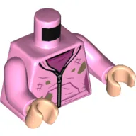 Torso Sweater, Zipper, Dark Pink Shirt, Dirty and Tattered Print, Bright Pink Arms, Light Nougat Hands