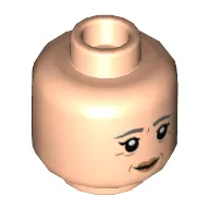 Minifig Head Madam Pomfrey, Dark Bluish Gray Eyebrows, Wrinkles, Peach Lips, Closed Mouth / Open Mouth Print