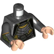 Torso, Dual Molded Arms, Armor with Silver Plates, Gold Trim Print, Pearl Titanium Sleeves, Black Arms, Nougat Hands