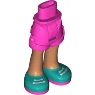 Minidoll Hips and Shorts with Light Nougat Legs and Dark Turquoise Shoes, White Laces
