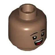 Minifig Head, Eyebrows, Eyelashes, Open Mouth Smile / Confused with Raised Eyebrow Print