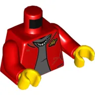 Torso, Jacket, Dark Bluish Grey Shirt, Pearl Necklace, Gold Jewelry Print, Red Arms, Yellow Hands
