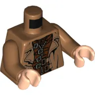 Torso Trenchcoat over Reddish Brown Jacket with Silver and Copper Clasps Print (Mad-Eye Moody), Medium Nougat Arms, Light Nougat Hands
