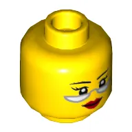 Minifig Head Ravenhurst, Thin Eyebrows, Glasses, Red Lips, Closed Mouth / Open Mouth Print