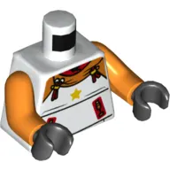 Torso, Orange Hoody, Yellow Star, Red Zippers Print, Orange Arms, Black Hands