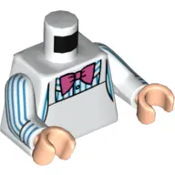 Torso Apron, Bright Pink Bow Tie, Dark Azure Striped Shirt print, White Arms, Light Nougat Hands