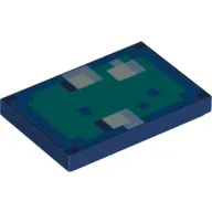 Tile 2 x 3 with Pixelated Sand Green Face print (Minecraft)