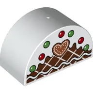 Duplo Brick 2 x 4 x 2 Curved Top with Snow, Red and Green Spots, Heart Shaped Cookie Print