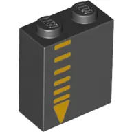Brick 1 x 2 x 2 with Inside Stud Holder with Bright Orange Stripes print
