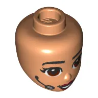 Minidoll Head with Reddish Brown Eyes, Dark Red Lips, Headset Microphone print