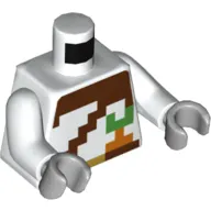 Torso Pixelated Reddish Brown Straps, Orange and Green Carrot print, White Arms, Light Bluish Gray Hands