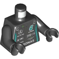 Torso Racing Jacket, Mercedes Logo, 'PETRONAS', Puma Logo Print, Black Arms and Hands