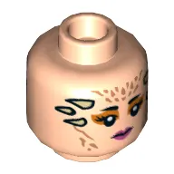 Minifig Head Theelin Dancer, Dark Pink Lips, Dark Orange Eyeshadow, Tan Horns, Neutral / Angry Print