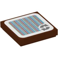 Tile 2 x 2 with Two Dark Bluish Gray Circle Arrows and Barcode Print (Sticker)