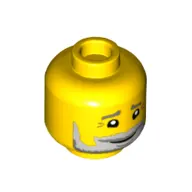 Minifig Head Lighthouse Keeper, Crows Feet, Light Bluish Gray and Dark Bluish Gray Beard, Smile Print