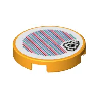 Tile Round 2 x 2 with Bottom Stud Holder with Gold Ghost and Barcode Print (Sticker)