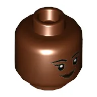Minifig Head Shuri, Dark Brown Lips, Smile, Open Mouth / Closed Mouth print