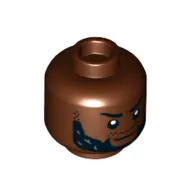 Minifig Head M'Baku, Bushy Beard, Stubbled Moustache, Mean Smile print