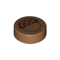 Tile Round 1 x 1 with Small Acorn Print