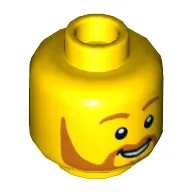 Minifig Head, Orange Eyebrows and Beard, Smile / Big Smile with Raised Right Eyebrow Print