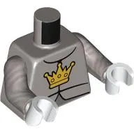 Torso, Armor, Gold Crown print, Flat Silver Arms, White Hands