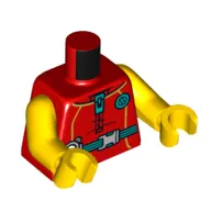 Torso Wetsuit, Dark Turquoise Belt with Buckle, Zipper, and Circle Print, Yellow Arms and Hands