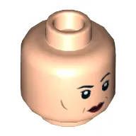Minifig Head Madam Pince, Eyelashes, Cheek Lines, Dark Red Lips, Raised Left Eyebrow / Angry Print
