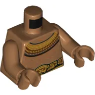 Torso, Bare Chest, Gold Tribal Belt, Necklace print, Medium Nougat Arms, Medium Nougat Hands