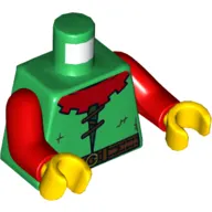 Torso Tunic, Forestman, Red Collar, Dark Brown Laces and Belt Print, Red Arms, Yellow Hands