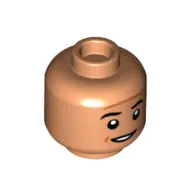 Minifig Head Oscar Martinez, Reddish Brown Contour Lines, Slight Smile with Thin Open Mouth / Serious print