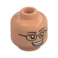 Minifig Head, Black Glasses, Open Mouth Teeth Smile / Smirk Print