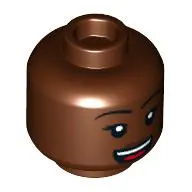 Minifig Head, Dark Brown Lips, Open Mouth Smile, Tongue print