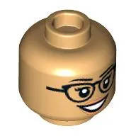 Minifig Head, Eyelashes, Black Glasses, Smile/Worried print