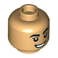 Minifig Head Smile, Raised Eyebrows/Angry Grin print