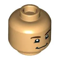 Minifig Head, Dark Brown Eyebrows, Nervous Smile/Grint print