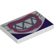 Tile 2 x 3 with Dark Pink Mouth/Lips, Dark Bluish Grey Sharp Teeth print