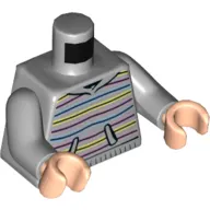Torso Hoodie, Yellow, Pink, Blue, and Black Lines print, Light Bluish Gray Arms, Light Nougat Hands