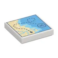 Tile 2 x 2 with Map of City/Ocean with Route print