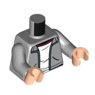Torso Jacket, White Shirt, Dark Red Collar print, Light Bluish Gray Arms, Light Nougat Hands