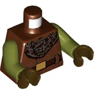 Torso, Dark Brown Scarf, Belt, Gold Belt Buckle print, Olive Green Arms, Reddish Brown Hands