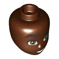 Minidoll Head Thick Black Eyebrows, Open Mouth Smile, Teeth print