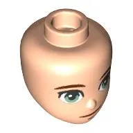Minidoll Head with Dark Brown Eyebrows, Olive Green Eyes, Closed Mouth